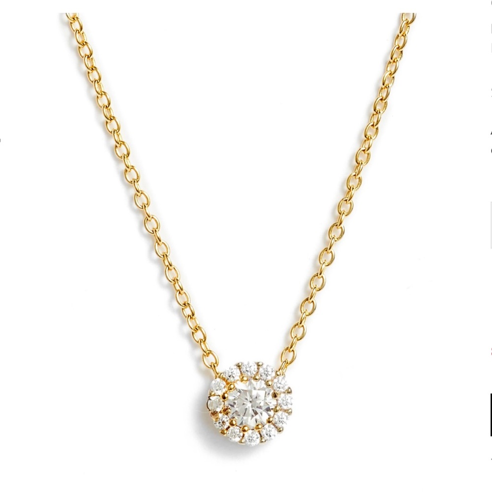 NORDSTROM Cubic Zirconia Halo Pendant Necklace